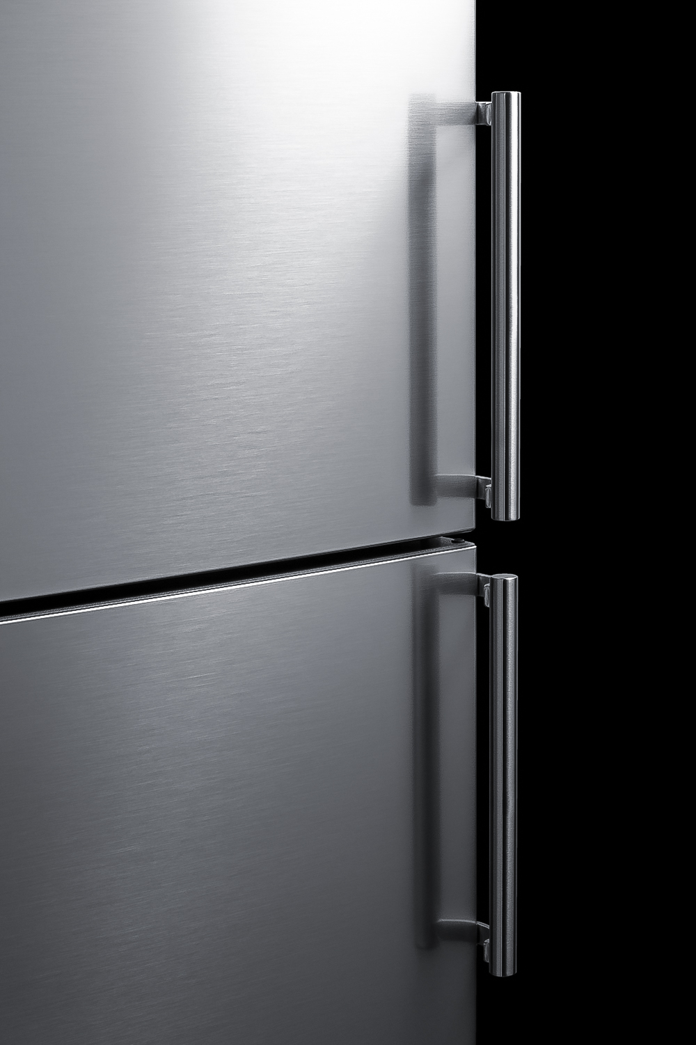 ENERGY STAR certified bottom freezer refrigerator in a stainless steel look with digital controls and a counter depth fit
